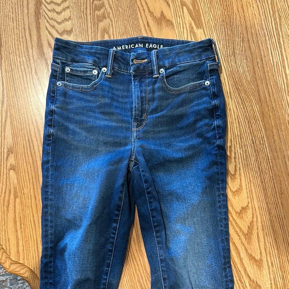 American Eagle Outfitters Blue Skinny Jeans with Authentic Fading